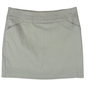 MARIO SERRANI Green Striped A-Line Skort Womens Size L G Elastic Waist Pockets